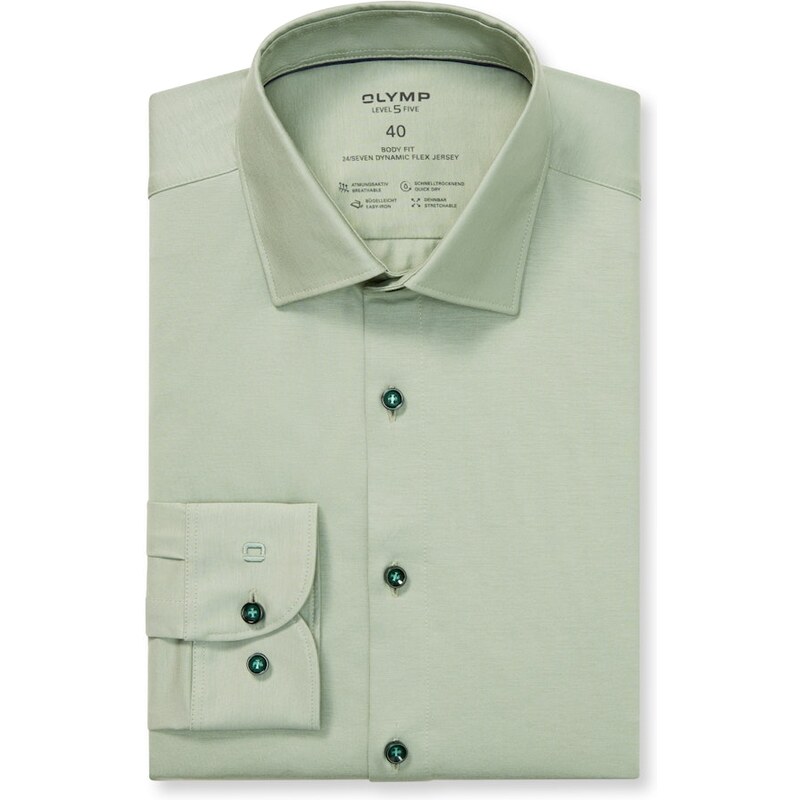 Pánska Flex Jersey limetková košeľa OLYMP body fit predĺžený rukáv 65614454