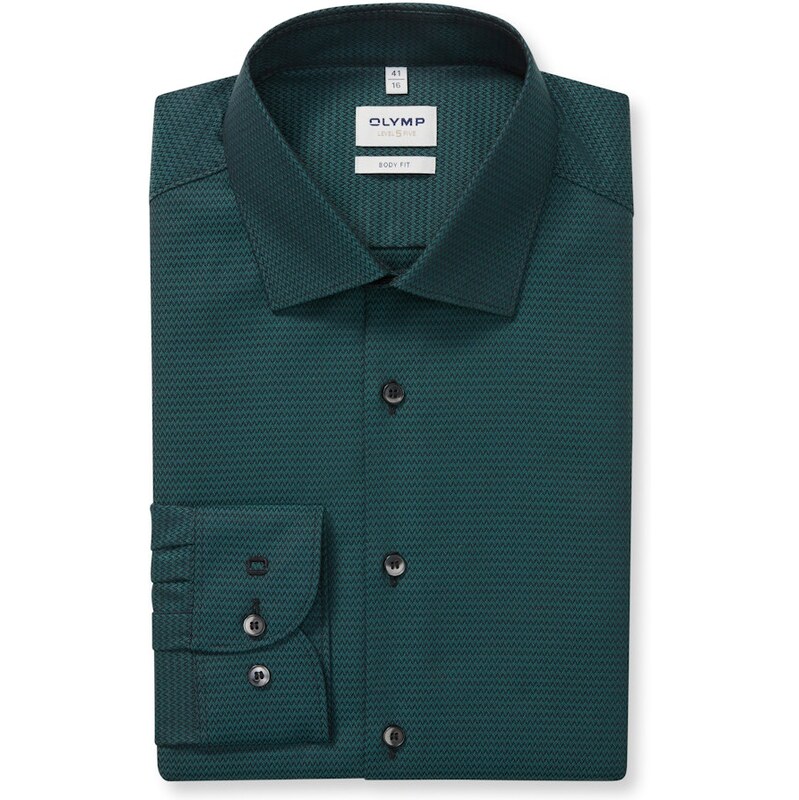 Pánska zelená bavlnená košeľa so štruktúrou OLYMP body fit 67454359