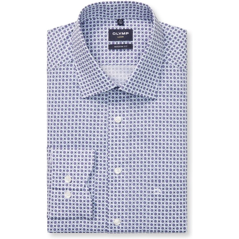 Pánska bavlnená košeľa Luxor s fialovou potlačou OLYMP modern fit 65614456
