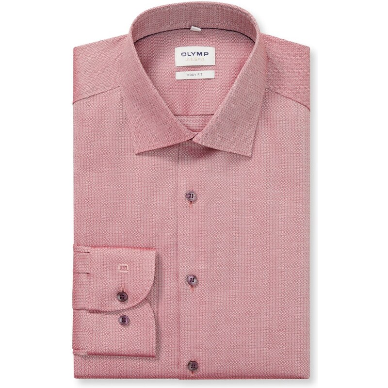 Pánska košeľa vo farbe chianti so štruktúrou OLYMP body fit 65614450