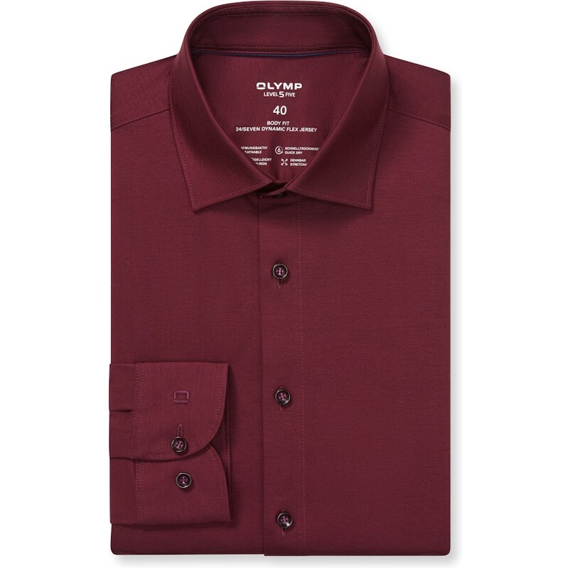 Pánska bordová Flex Jersey bavlnená košeľa OLYMP body fit 65614453