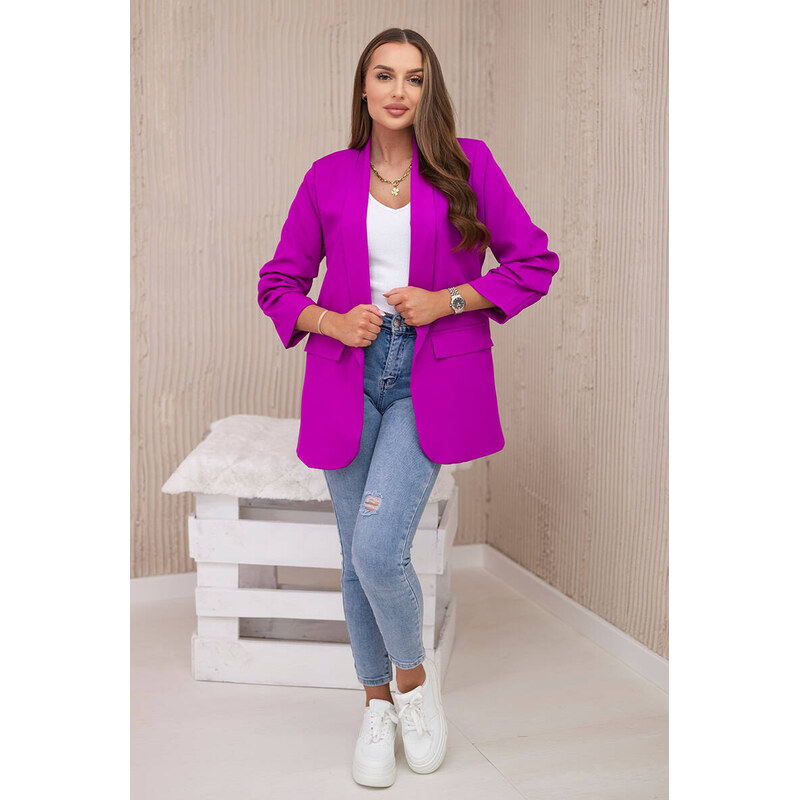Kesi Elegantný dámsky svetlofialový blejzer bez zapínania 65618597