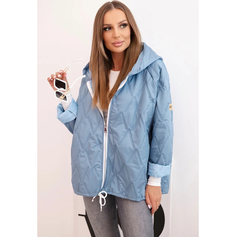Kesi Dámska svetlomodrá prešívaná bunda s kapucňou 65618608
