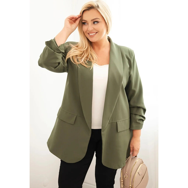 Kesi Khaki dámsky elegantný plus size blejzer 65618736