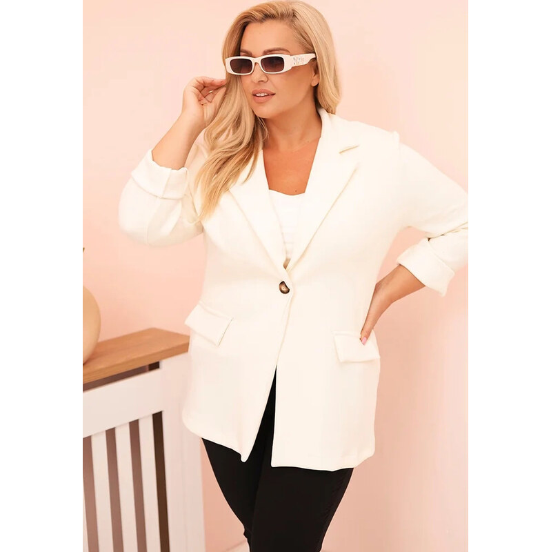 Kesi Smotanový dámsky viskózový plus size blejzer s klasickým golierom 65618732