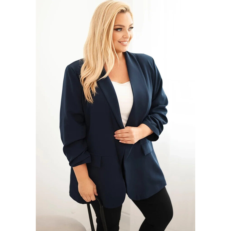 Kesi Tmavomodrý dámsky elegantný plus size blejzer 65618738