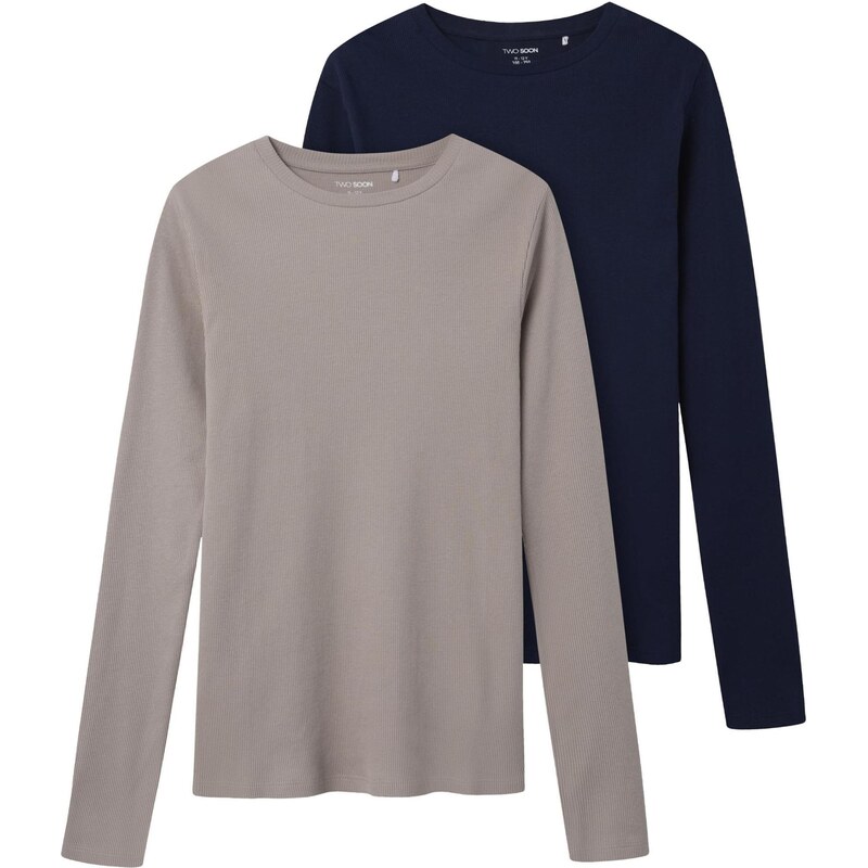 TWO SOON Tričko námornícka modrá / sivobéžová 65646058
