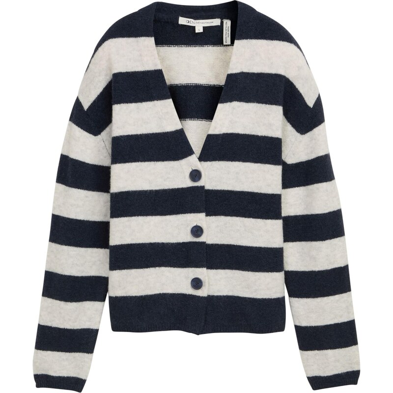 TOM TAILOR DENIM Kardigán krémová / námornícka modrá 65619443