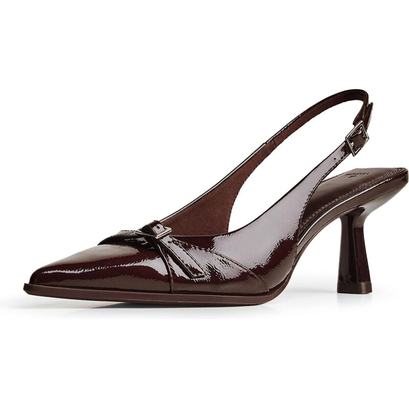 Bershka Lodičky s otvorenou pätou vínovo červená 65665283