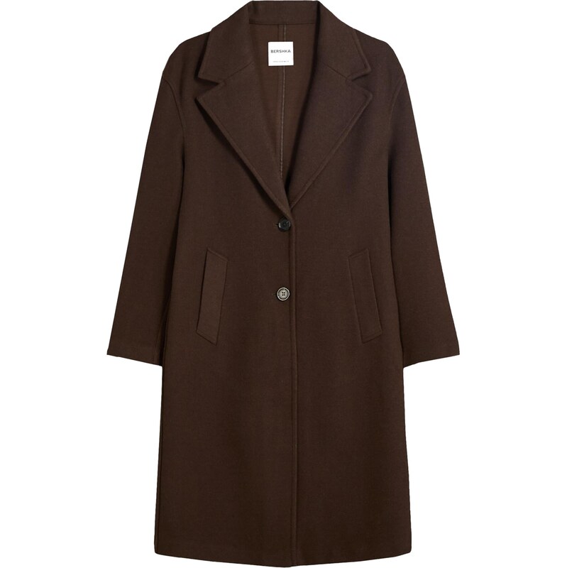Bershka Prechodný kabát tmavohnedá 66026586