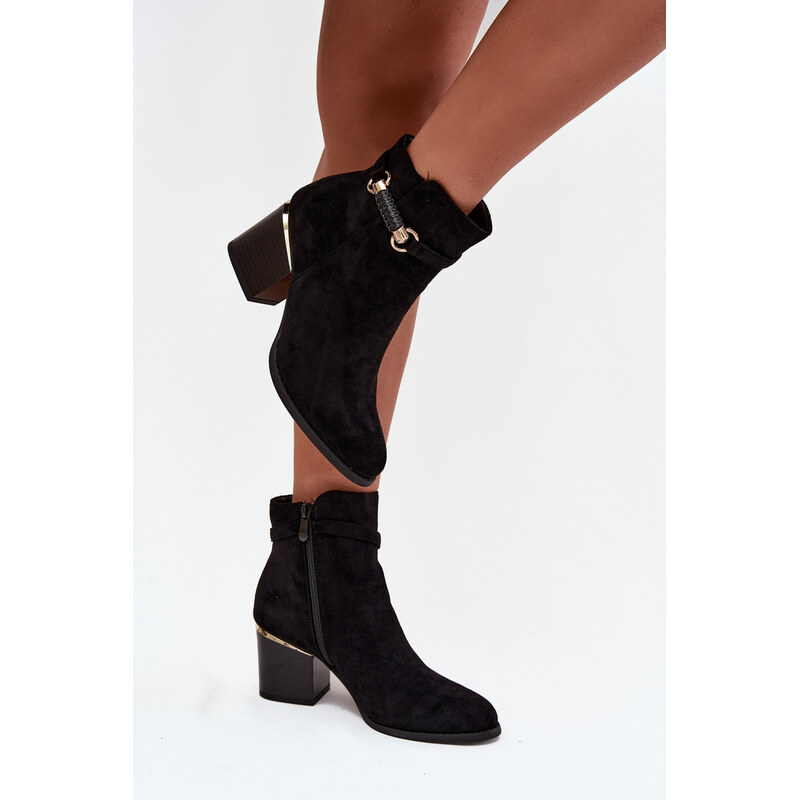 Boto Dámske zimné topánky s izoláciou na podpätku s ozdobným pásom 65927756