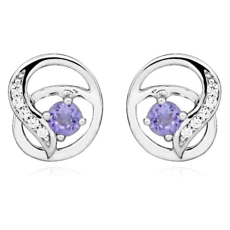 Silver Cat Módne strieborné náušnice so syntetickými ametystmi SC458 66594503