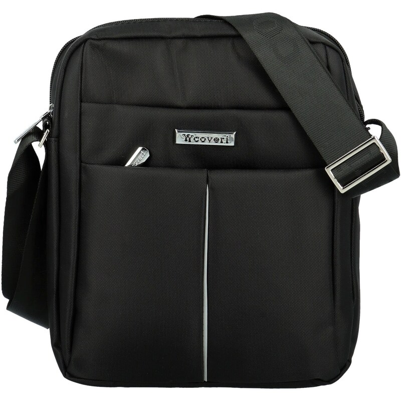 Trendy pánska textilná crossbody taška Coveri Thais, čierna 67165540