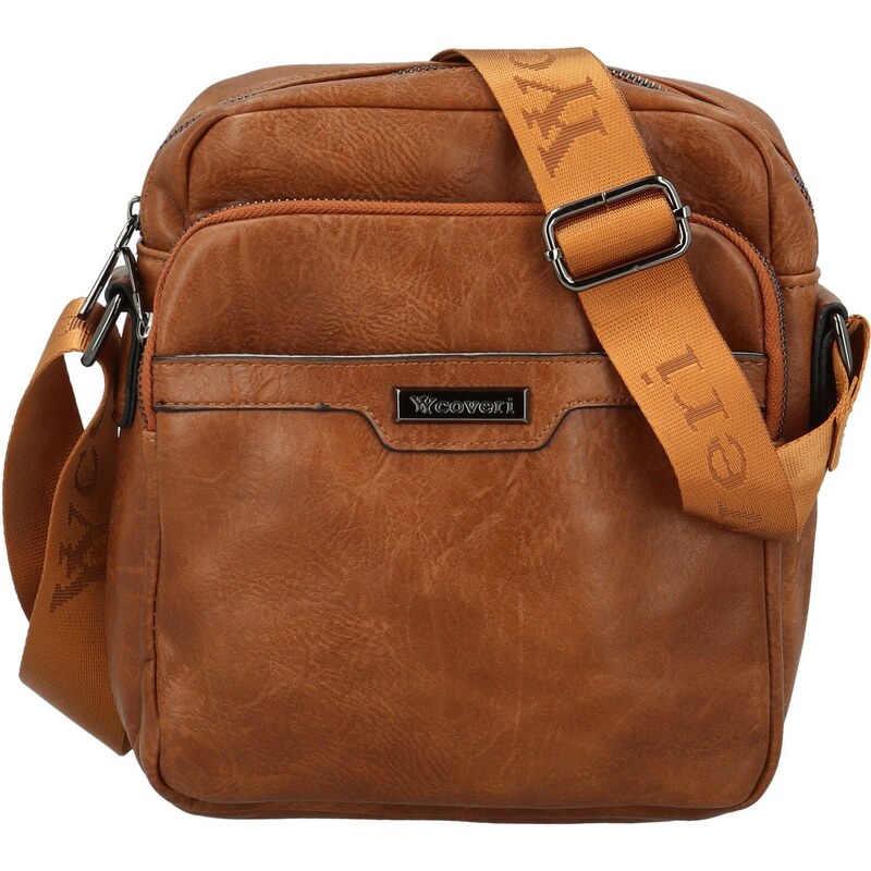 Trendy pánska koženková crossbody taška Coveri Lorain, camel 66438507