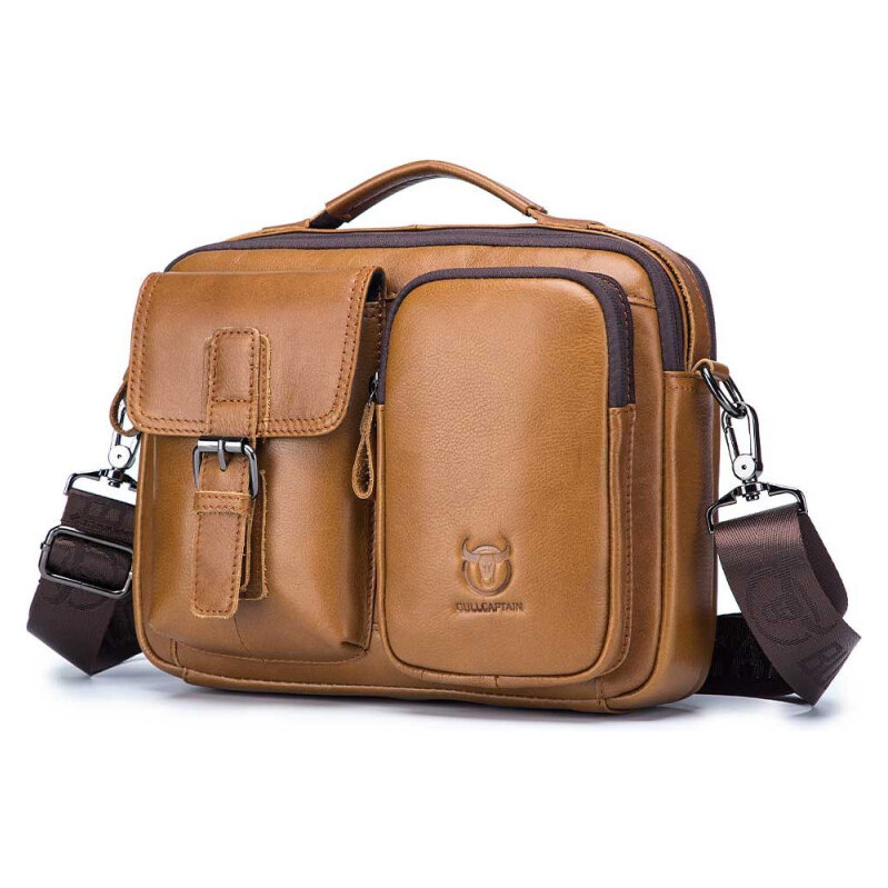 Bullcaptain pánska kožená taška Odoric Khaki 65226944