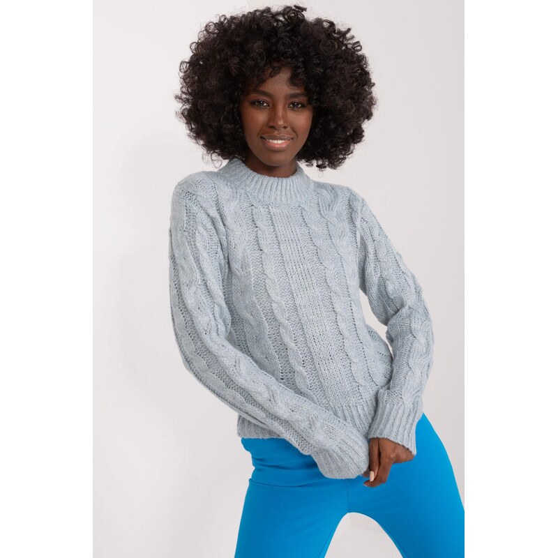 MladaModa Sveter s vrkočovým vzorom a stojačikom model 300105 65626345