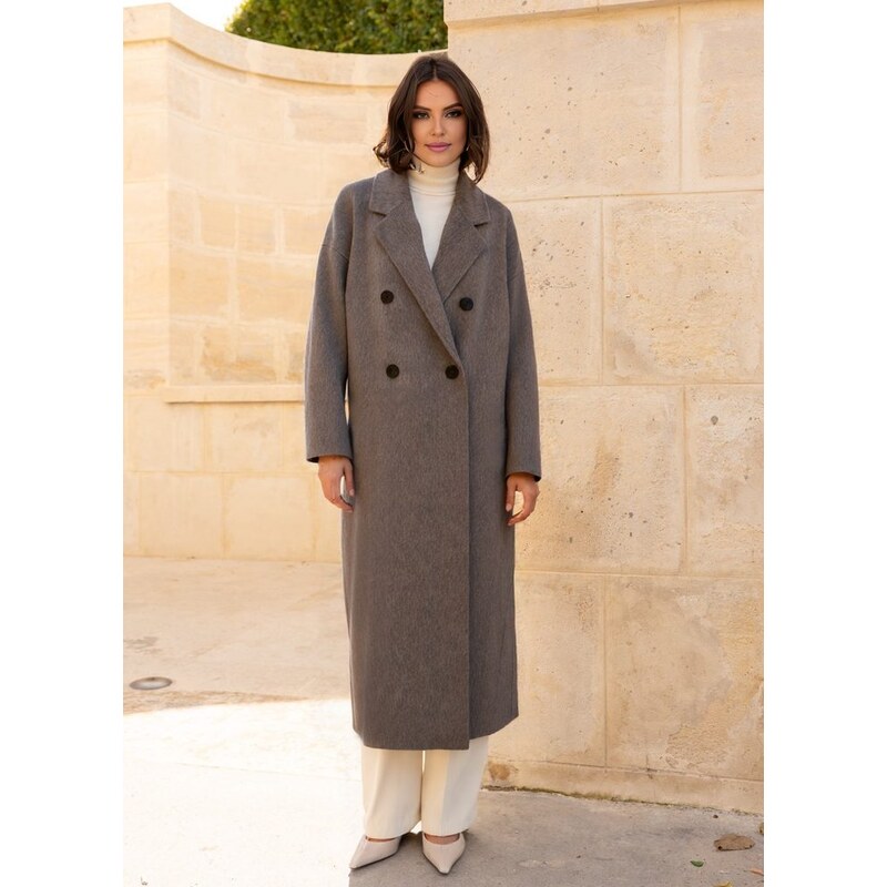 Due Linee Prémiový dámský kabát ze 100% vlny melan 65627651