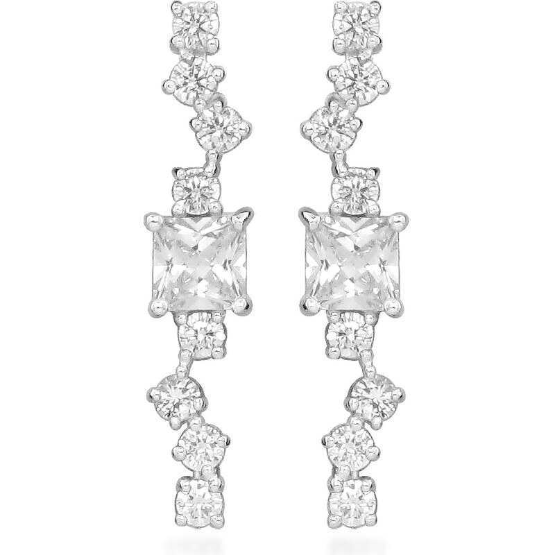 Silver Cat Oslnivé visiace náušnice s kubickými zirkónmi Classics 66590062