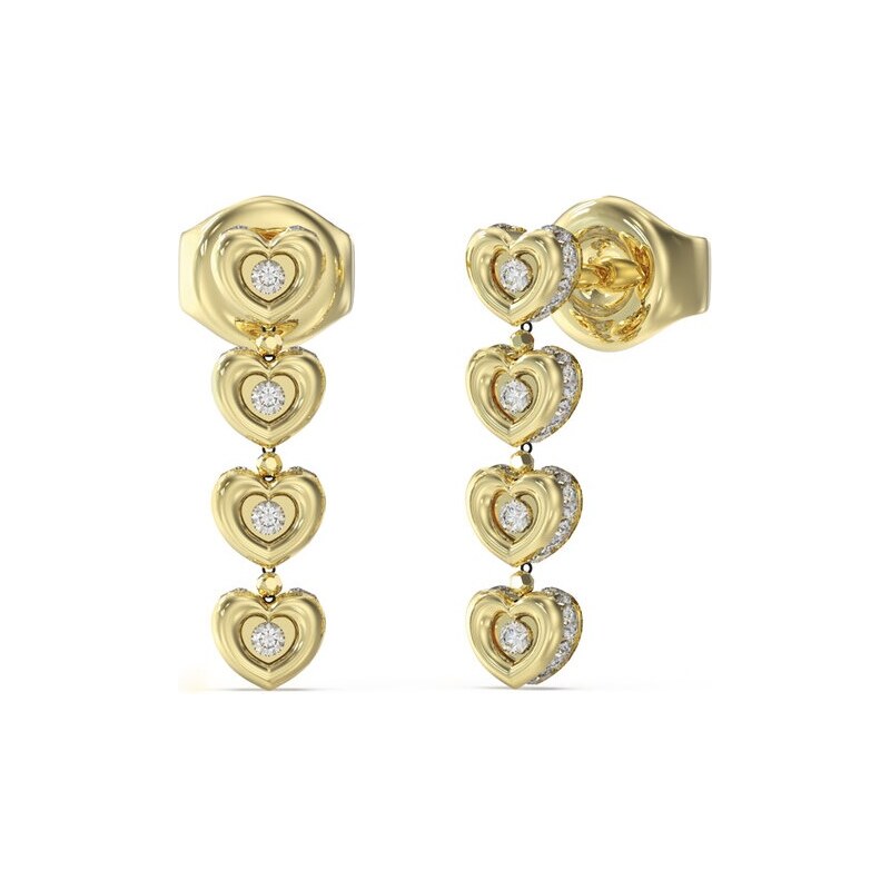 Guess Visiace srdiečkové náušnice s kryštálmi LOVE JUBE05473JWYGT/U 66582290