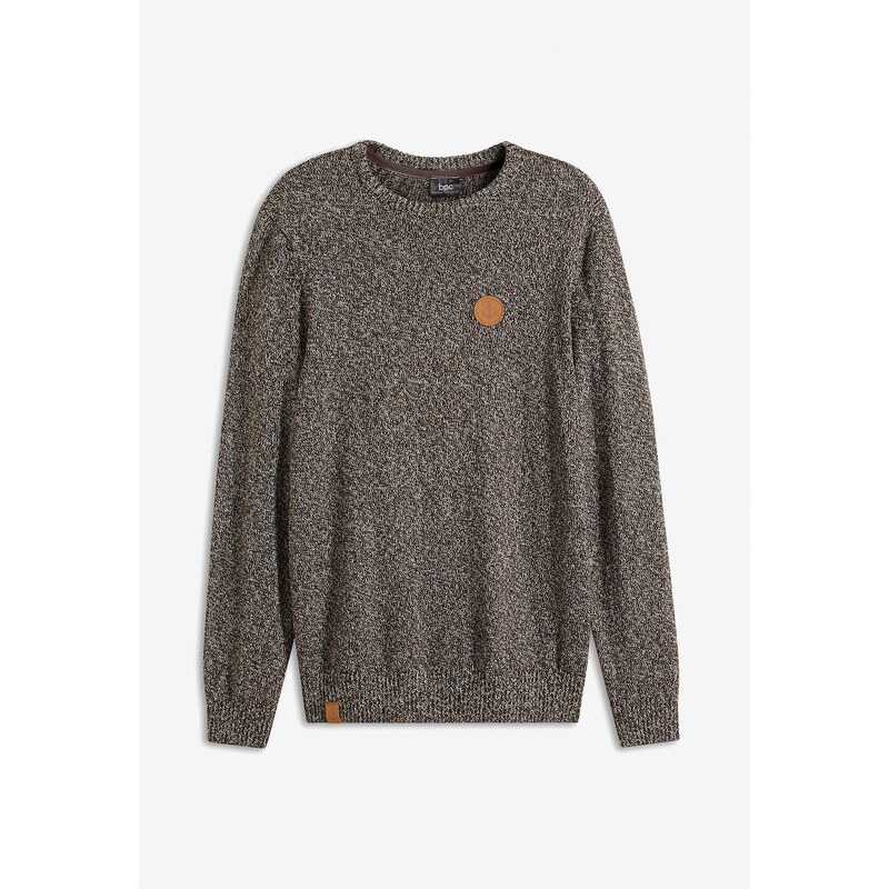 bonprix Pulóver s okrúhlym výstrihom, s bavlnou, farba hnedá 58272014
