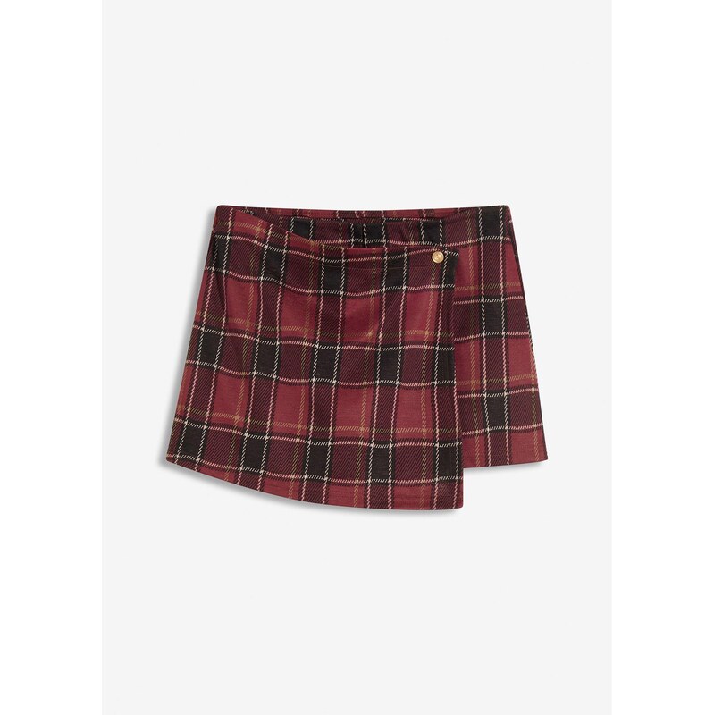 bonprix Šortková sukňa s ozdobnou gombičkou, farba červená 65628922