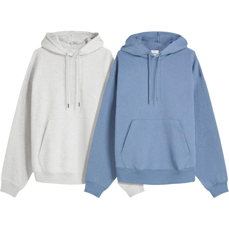 Bershka Mikina námornícka modrá / sivá melírovaná 65665492