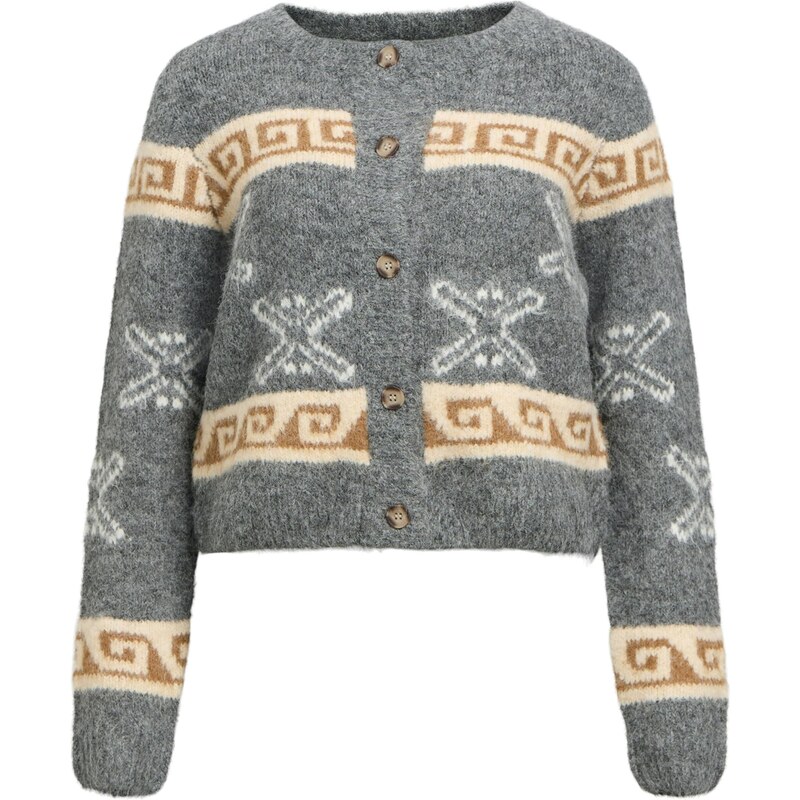 OBJECT Kardigán béžová / koňaková / sivá melírovaná / biela 65657819