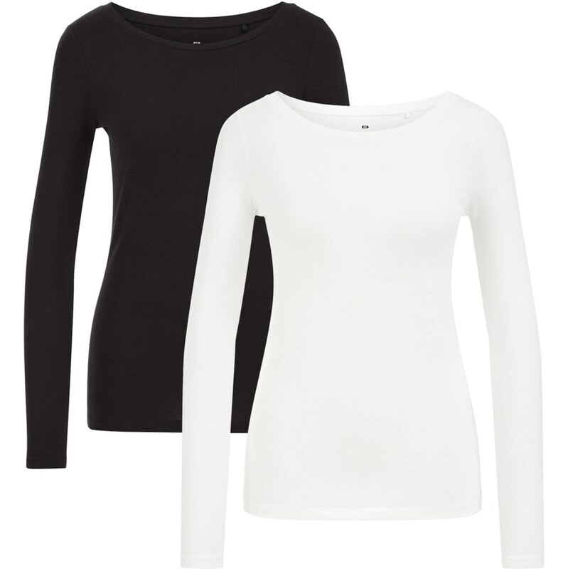 WE Fashion Tričko čierna / biela 65885126