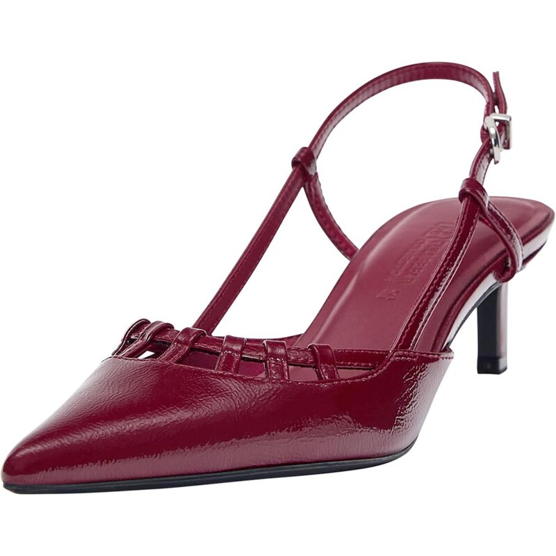 Pull&Bear Lodičky s otvorenou pätou burgundská 65894918