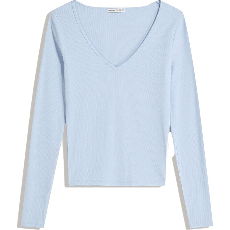 Bershka Tričko svetlomodrá 65635830