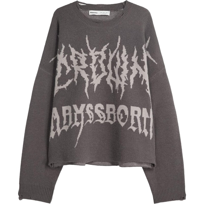 Bershka Sveter antracitová / svetlosivá 65894910