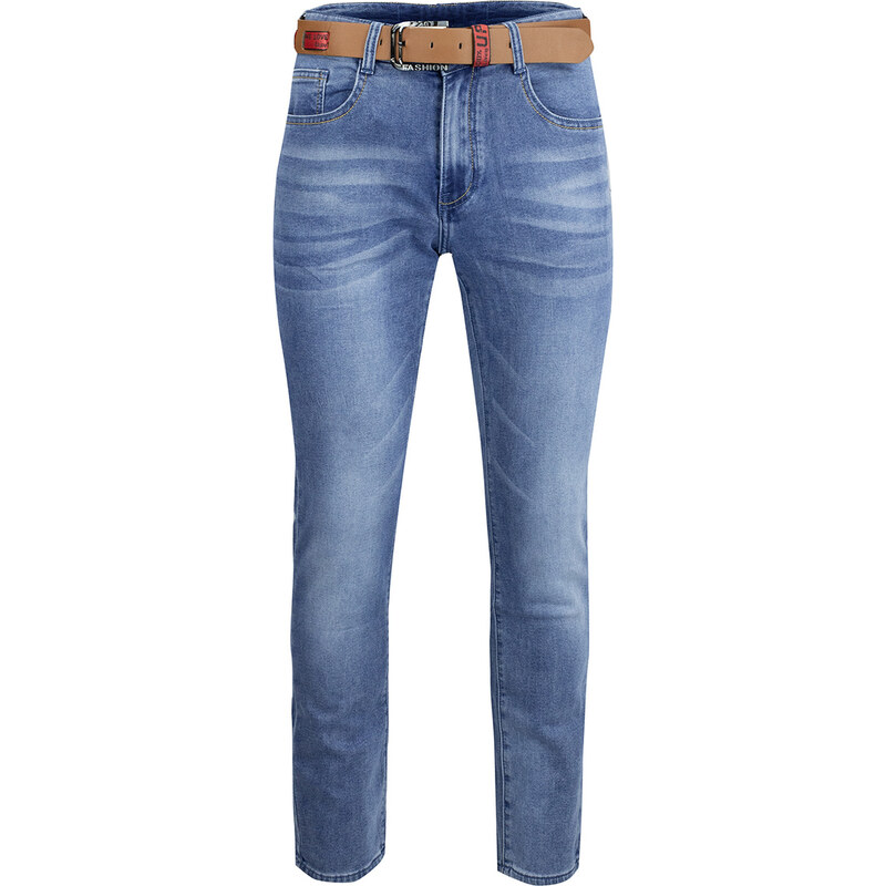 Pri Classic mens jeans trousers with a brown belt 65636265