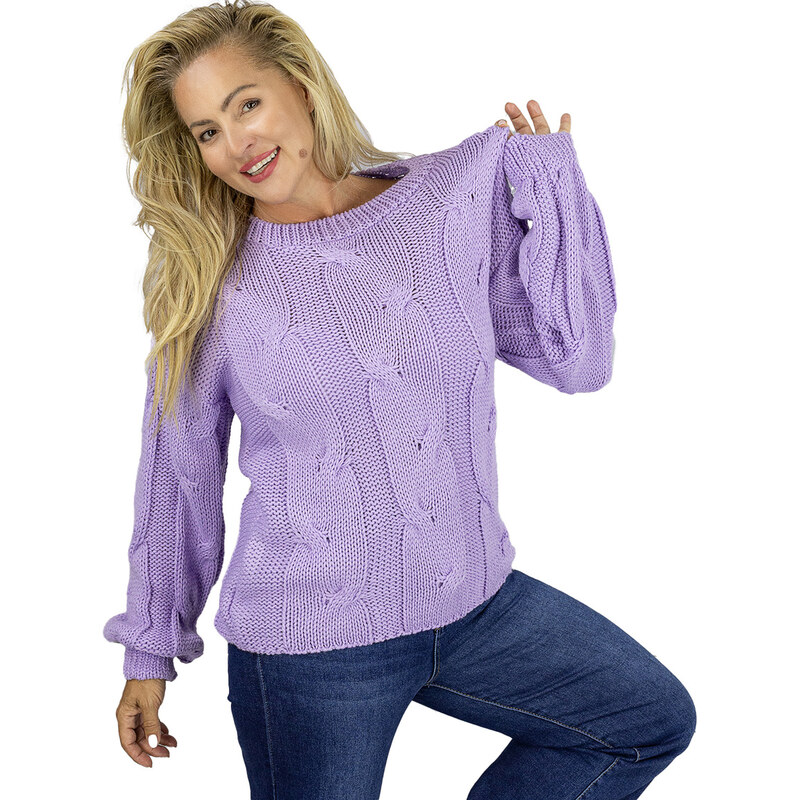 Pri Fluffy Womens Braided Sweater Buffed Sleeves AMELIA 65636276