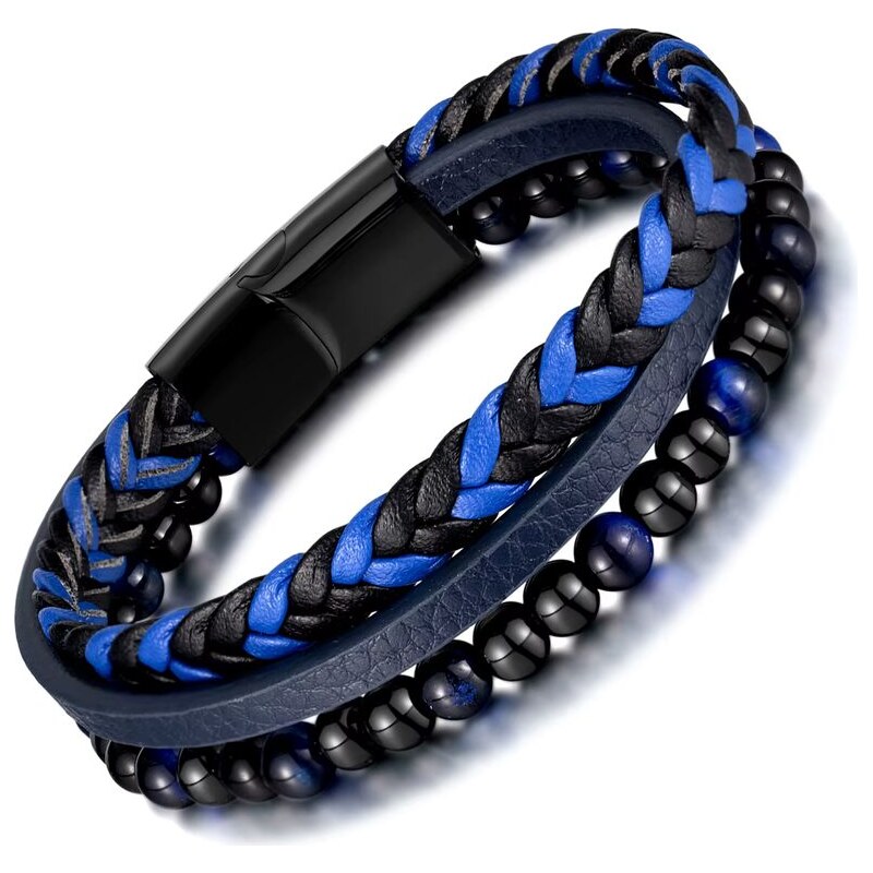 Modrý kožený pánsky náramok 65638760