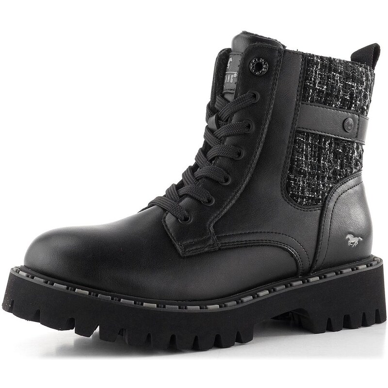 Mustang šněrovací kotník na hrubé podešvi black 15M0302007 65639915