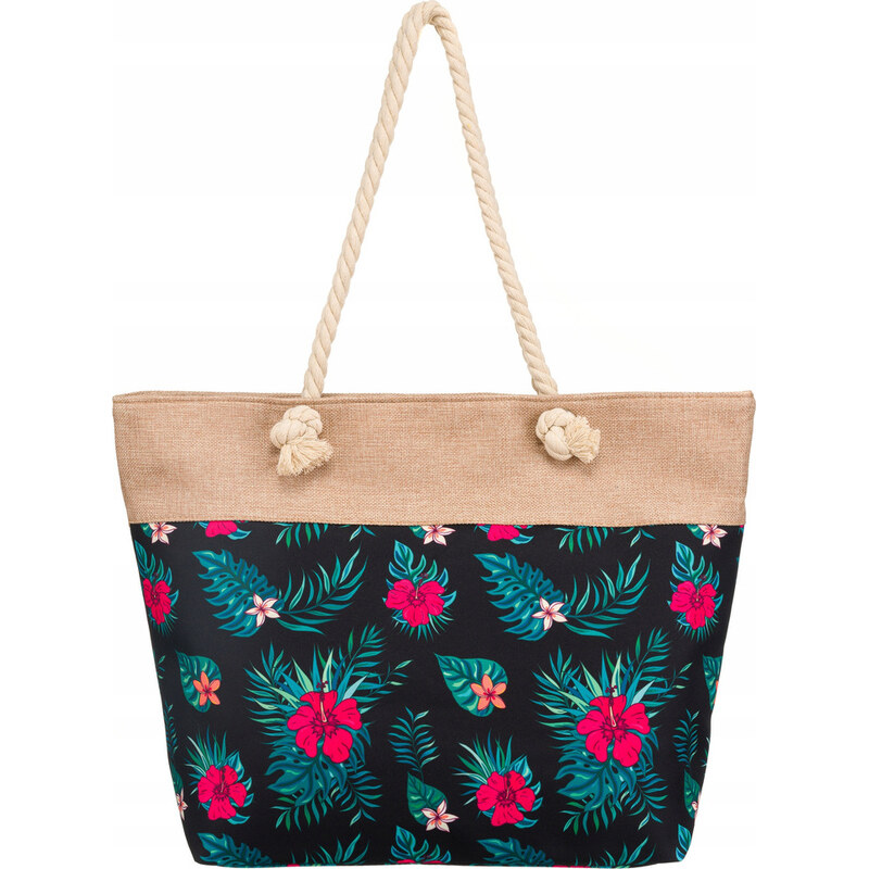 BASIC Čierno-ružová vzorovaná plážová taška 2019 52671853