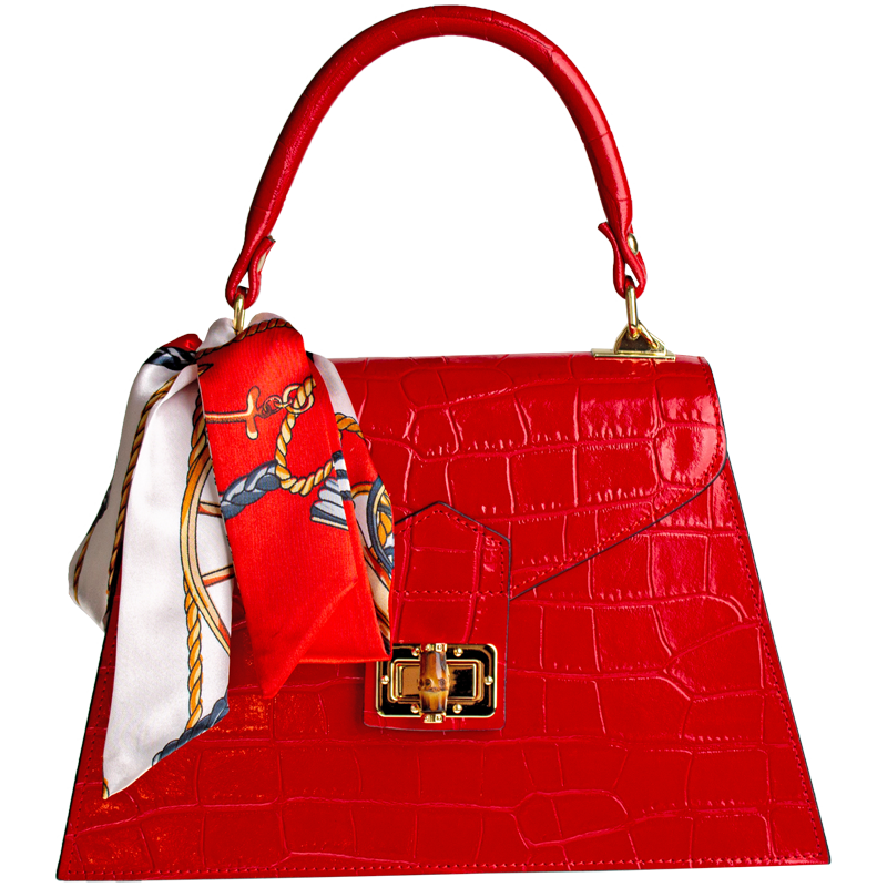 Červená kožená talianska crossbody kabelka Flavia Cocco Rossa Chiara 65651614