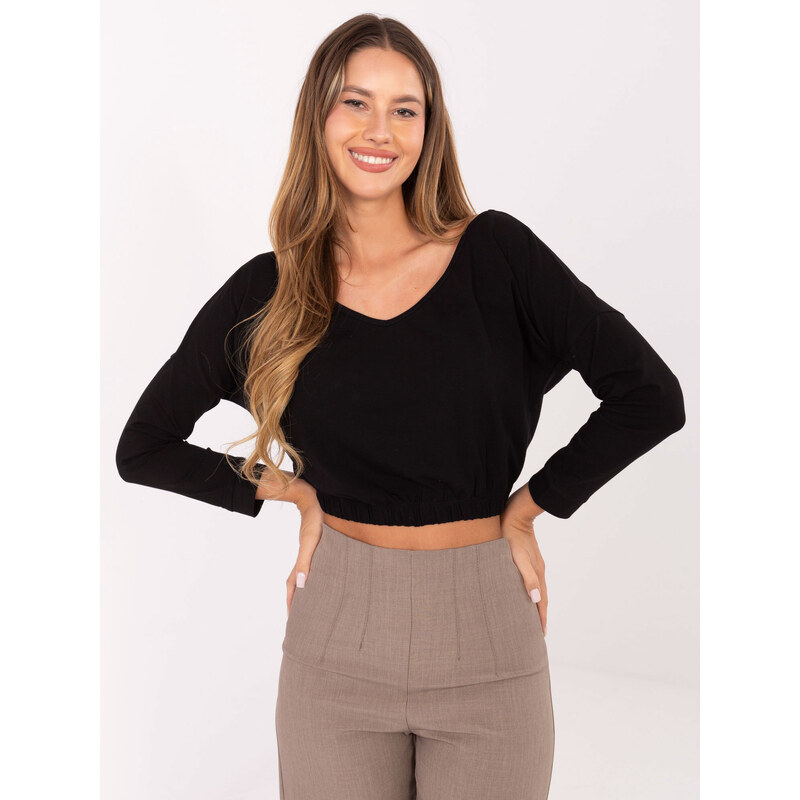 RUE PARIS Čierne dámske krátke tričko RV-BZ-6721.65-black 57947662