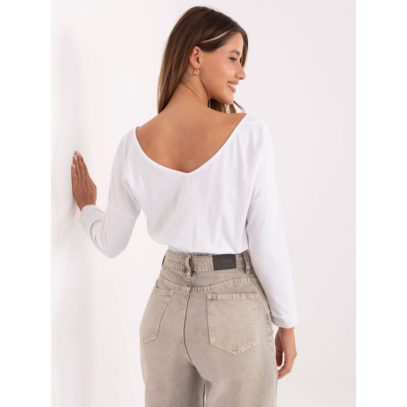 RUE PARIS Biele dámske krátke tričko s dlhými rukávmi RV-BZ-6721.65 57947649