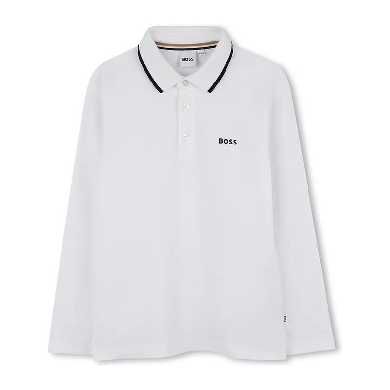 Detská bavlnená košeľa s dlhým rukávom BOSS 65657731
