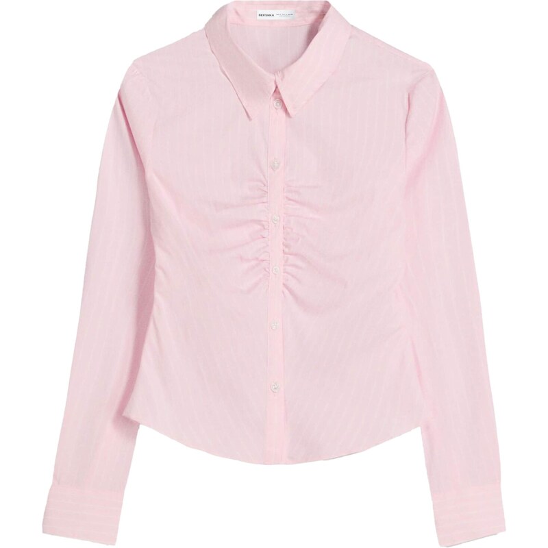 Bershka Blúzka rosé / šedobiela 65731373