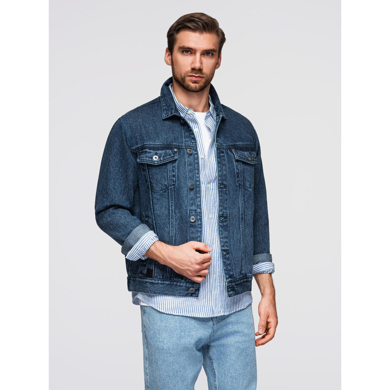 Ombre Mens denim katana jacket with washem - blue 65960364