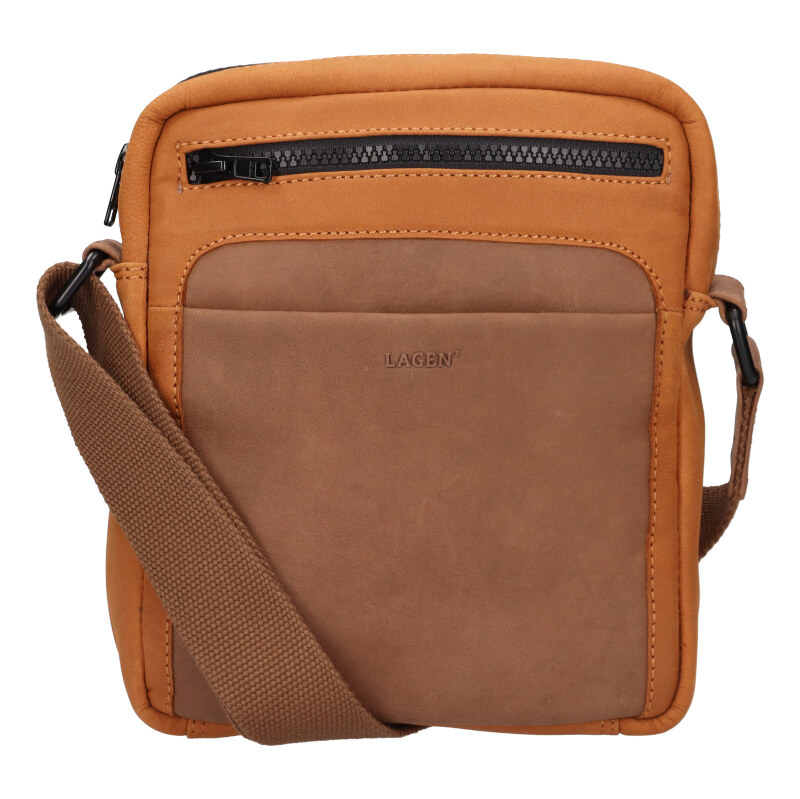 Lagen Pánska kožená taška cez rameno BLC-223-2666 koňak 65667924