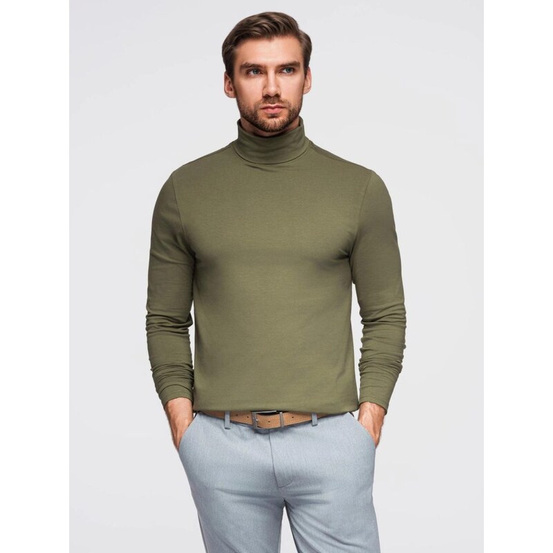 Ombre Clothing Moderný olivový pánsky rolák V4 LSCL-0130 65668219