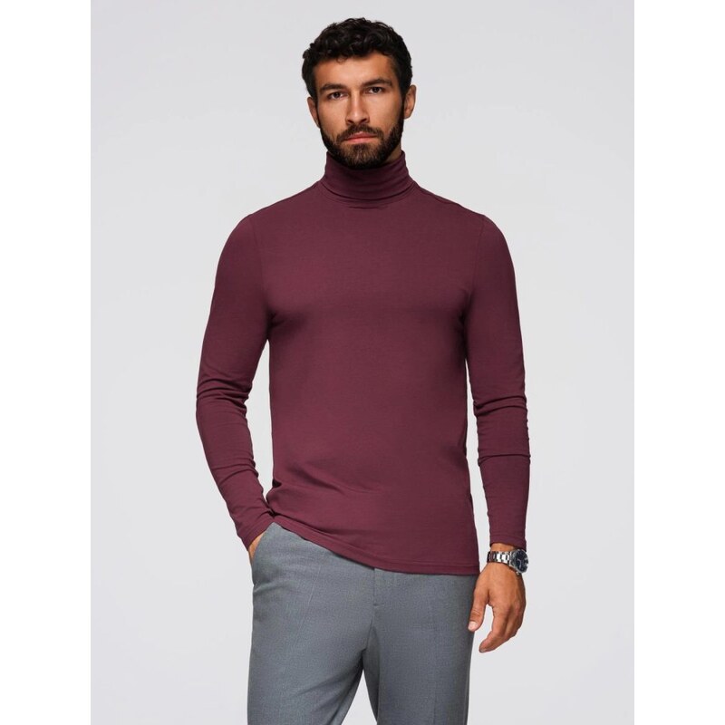 Ombre Clothing Moderný bordový pánsky rolák V6 LSCL-0130 65668221