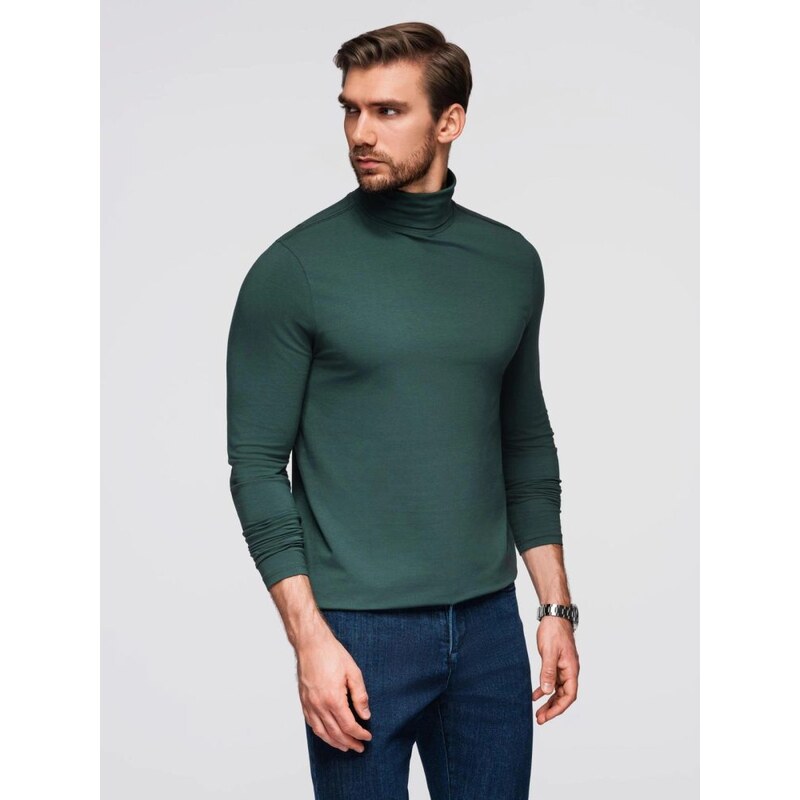 Ombre Clothing Moderný zelený pánsky rolák V7 LSCL-0130 65668222