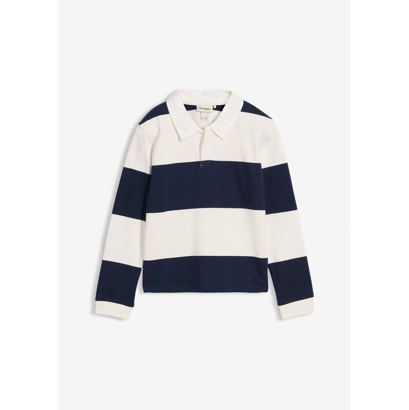 bonprix Polo mikina z čistej bio bavlny, farba modrá 65669083