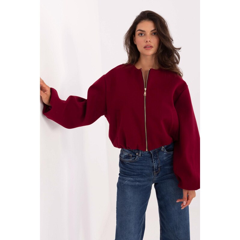 MladaModa Prechodná bunda na zips s balónovými rukávmi model 61246 65670202