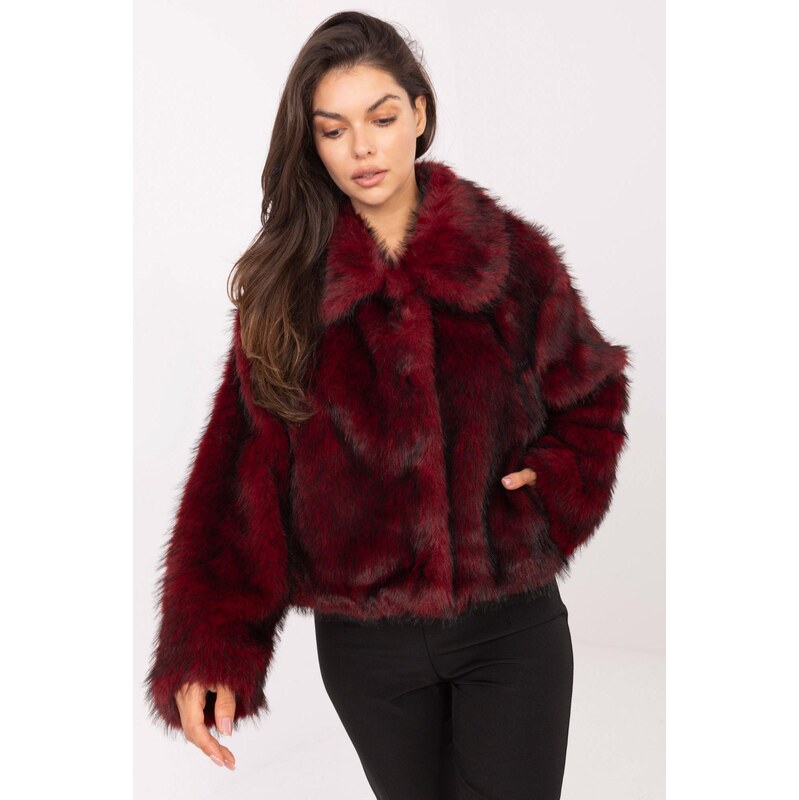 MladaModa Kožušinková bunda s podšívkou model 50250 bordová 65670219