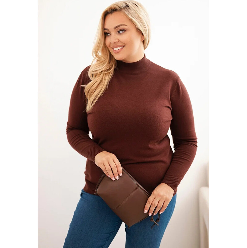 Kesi Hnedý dámsky plus size rolák 65675006